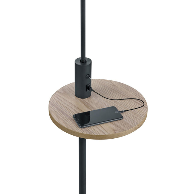 Nook lattiavalaisin – mattamusta valaisin pöytätasolla ja USB‑latauksella - #KalusteDuo_#Huonekaluliike_Lattiavalaisin