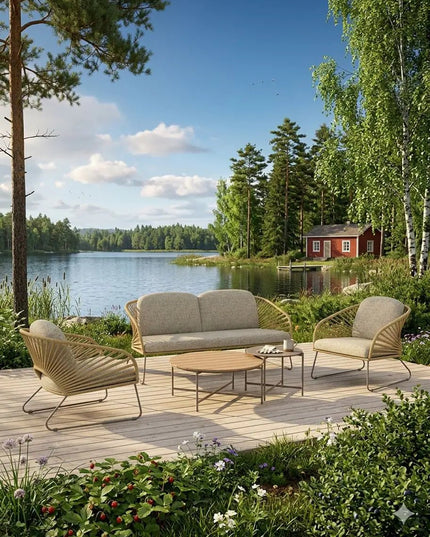 Novella Lounge Setti Beige/Sand - KalusteDuo_Huonekaluliike_sohvaryhmä ulkokäyttöön