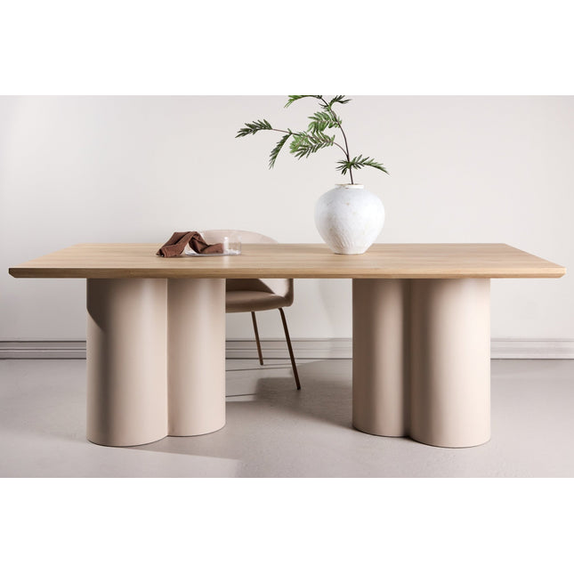 Olivia suorakaiteen muotoinen ruokapöytä 100x210 cm - Beige / Valkolakattu - KalusteDuo_Huonekaluliike_Ruokapöytä
