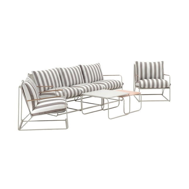 Palazzo sohvaryhmä 3+1+1 +pöytä - beige valkoinen raita - KalusteDuo_Huonekaluliike_Oleskeluryhmä ulkokäyttöön