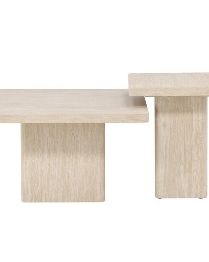 Qvart sohvapöytä 80x80x46 cm + 50x50x56 cm - travertiininvärinen - #KalusteDuo_#Huonekaluliike_Pöytä