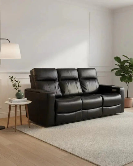 Relax 3‑istuttava sähkörecliner‑sohva - musta nahka - KalusteDuo_Huonekaluliike_recliner sohva