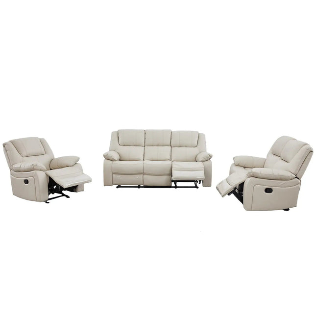 Relaxo – 2‑istuttava kermanvärinen recliner‑mekanismisohva nahalla - KalusteDuo_Huonekaluliike_2-istuttava sohva