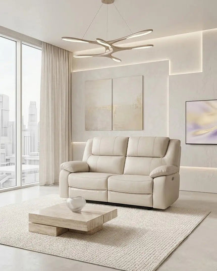 Relaxo – 2‑istuttava kermanvärinen recliner‑mekanismisohva nahalla - KalusteDuo_Huonekaluliike_2-istuttava sohva