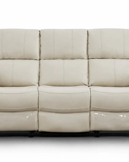 Relaxo – 3‑paikkainen kermanvärinen recliner‑mekanismisohva luonnonnahalla - KalusteDuo_Huonekaluliike_recliner sohva