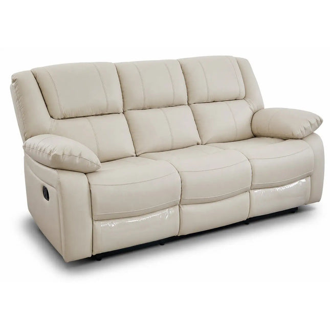 Relaxo – 3‑paikkainen kermanvärinen recliner‑mekanismisohva luonnonnahalla - KalusteDuo_Huonekaluliike_recliner sohva