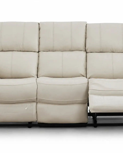 Relaxo – 3‑paikkainen kermanvärinen recliner‑mekanismisohva luonnonnahalla - KalusteDuo_Huonekaluliike_recliner sohva