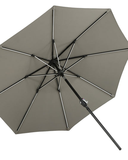 Sabal - aurinkovarjo LED-valolla - harmaa - 270cm - KalusteDuo_Huonekaluliike_Aurinkovarjo