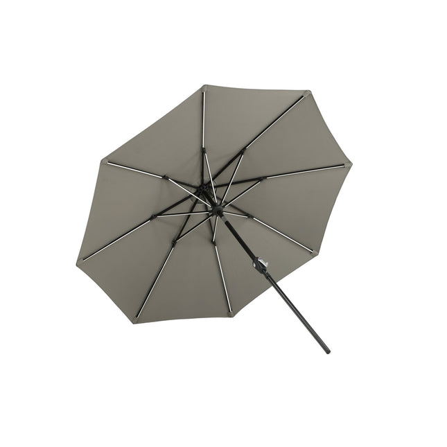 Sabal - aurinkovarjo LED-valolla - harmaa - 270cm - KalusteDuo_Huonekaluliike_Aurinkovarjo