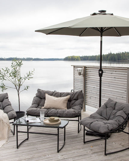 Sabal - aurinkovarjo LED-valolla - harmaa - 270cm - KalusteDuo_Huonekaluliike_Aurinkovarjo