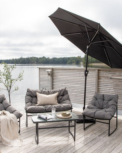 Sabal - aurinkovarjo LED-valolla - musta - 270cm - KalusteDuo_Huonekaluliike_Aurinkovarjo