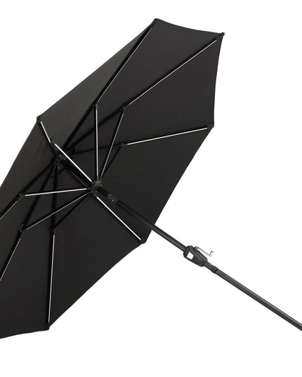Sabal - aurinkovarjo LED-valolla - musta - 270cm - KalusteDuo_Huonekaluliike_Aurinkovarjo