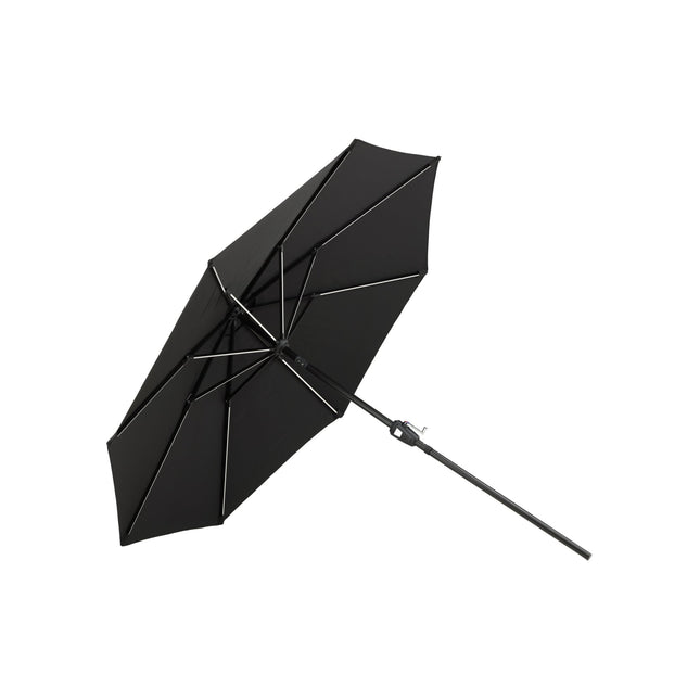 Sabal - aurinkovarjo LED-valolla - musta - 270cm - KalusteDuo_Huonekaluliike_Aurinkovarjo