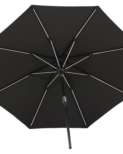 Sabal - aurinkovarjo LED-valolla - musta - 270cm - KalusteDuo_Huonekaluliike_Aurinkovarjo