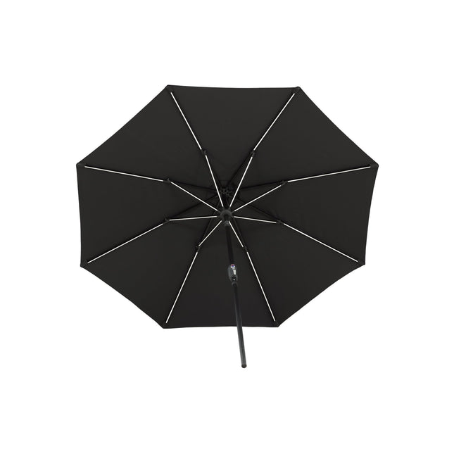 Sabal - aurinkovarjo LED-valolla - musta - 270cm - KalusteDuo_Huonekaluliike_Aurinkovarjo