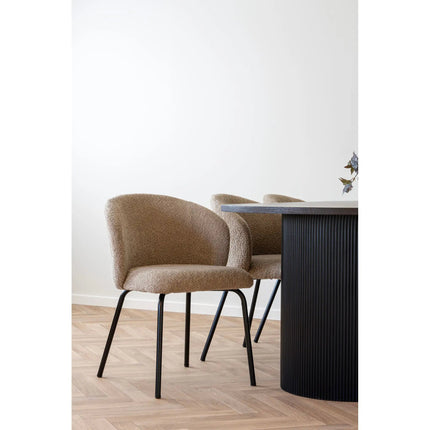 Safira — ruokapöydän tuoli, beige bouclé (House Nordic) - KalusteDuo_Huonekaluliike_ruokapöydän tuoli