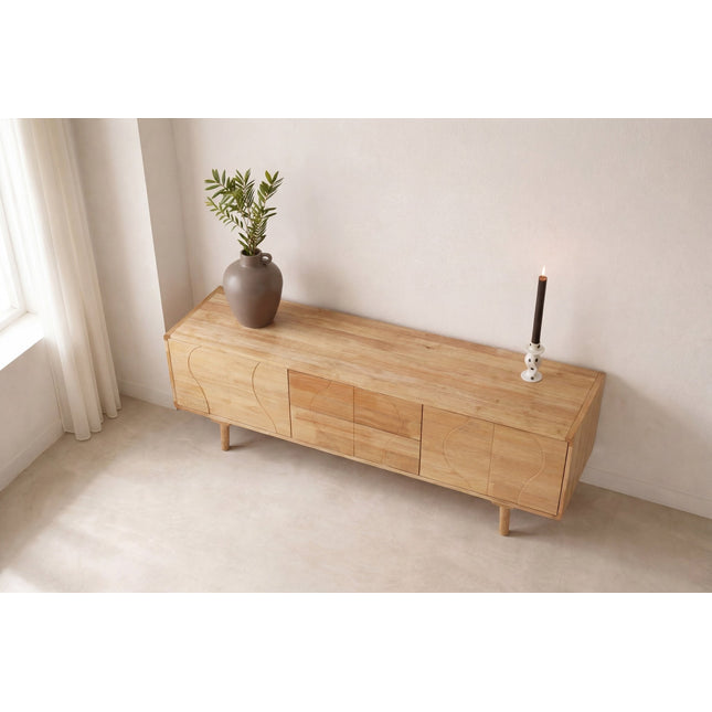 Skärhamn kaappi 180x45x65 cm - luonnonvärinen kumipuu - KalusteDuo_Huonekaluliike_Säilytyskaluste