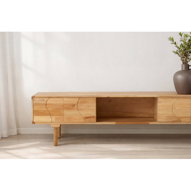 Skärhamn TV-kaappi 200x45x55 cm - luonnonvärinen kumipuu - KalusteDuo_Huonekaluliike_Säilytyskaluste