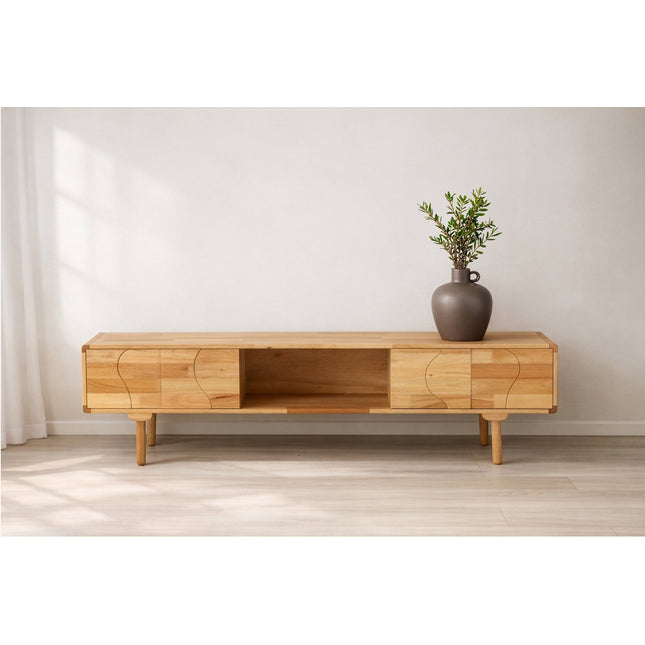 Skärhamn TV-kaappi 200x45x55 cm - luonnonvärinen kumipuu - KalusteDuo_Huonekaluliike_Säilytyskaluste