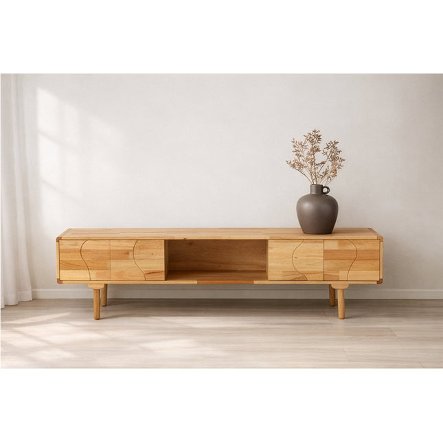 Skärhamn TV-kaappi 200x45x55 cm - luonnonvärinen kumipuu - KalusteDuo_Huonekaluliike_Säilytyskaluste