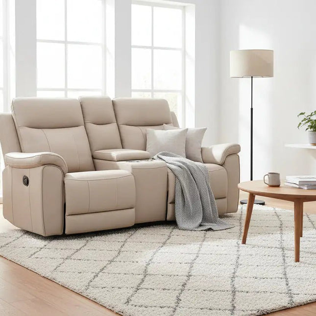 Soft Rest 2‑istuttava recliner‑sohva - beige nahka - KalusteDuo_Huonekaluliike_2 - istuttava sohva