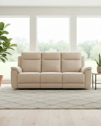 Soft Rest 3‑istuttava recliner‑sohva - beige nahka - KalusteDuo_Huonekaluliike_3 - istuttava sohva