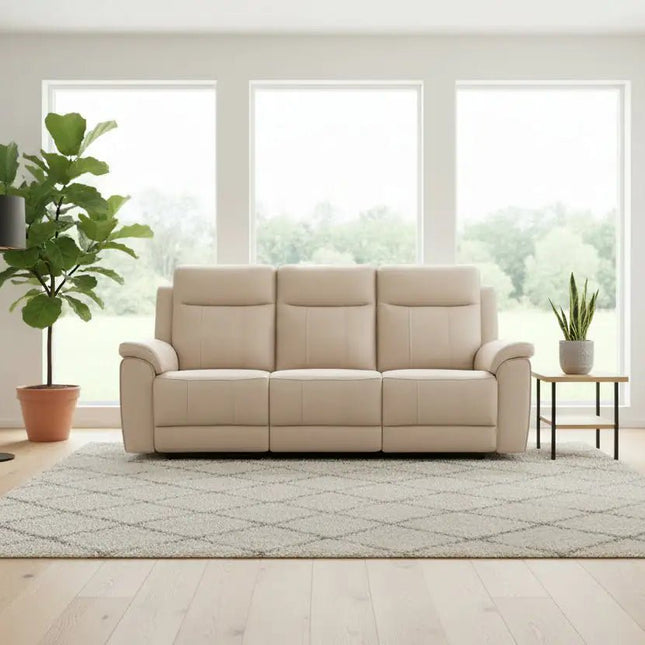 Soft Rest 3‑istuttava recliner‑sohva - beige nahka - KalusteDuo_Huonekaluliike_3 - istuttava sohva