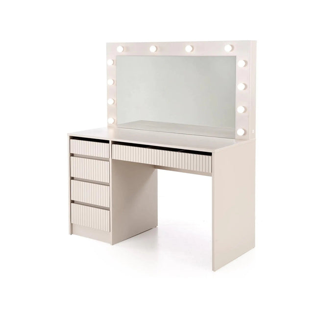 Stella Meikkipöytä Valoilla beige 120 cm - KalusteDuo_Huonekaluliike_Meikkipöytä