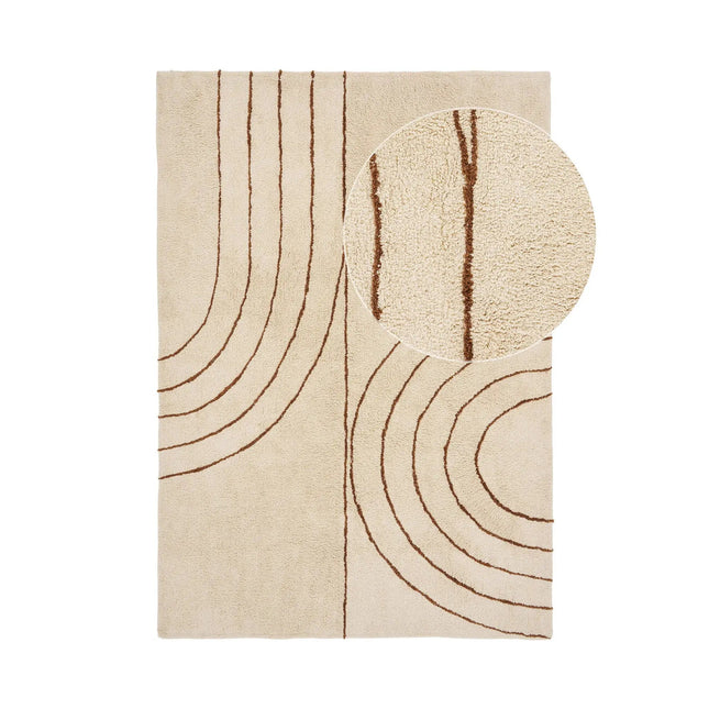Tampa matto 160x230 cm kuvioitu puuvilla, beige - KalusteDuo_Huonekaluliike_matot
