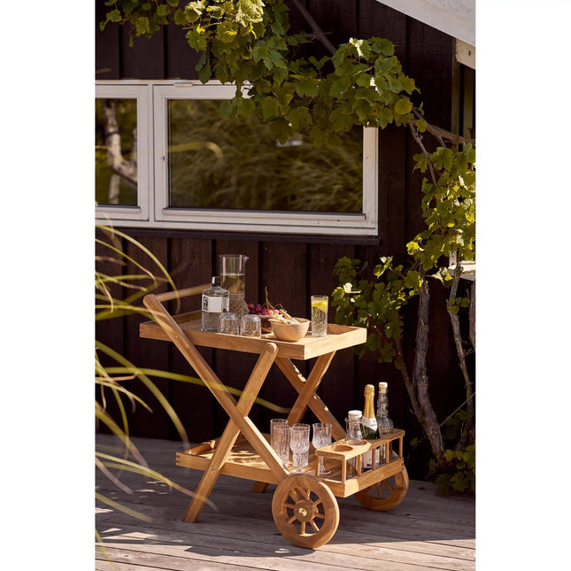 Tarjoiluvaunu House Nordic Pasaku, 86x50x81cm, luonnollinen tiikki - KalusteDuo_Huonekaluliike_Tarjoiluvaunu