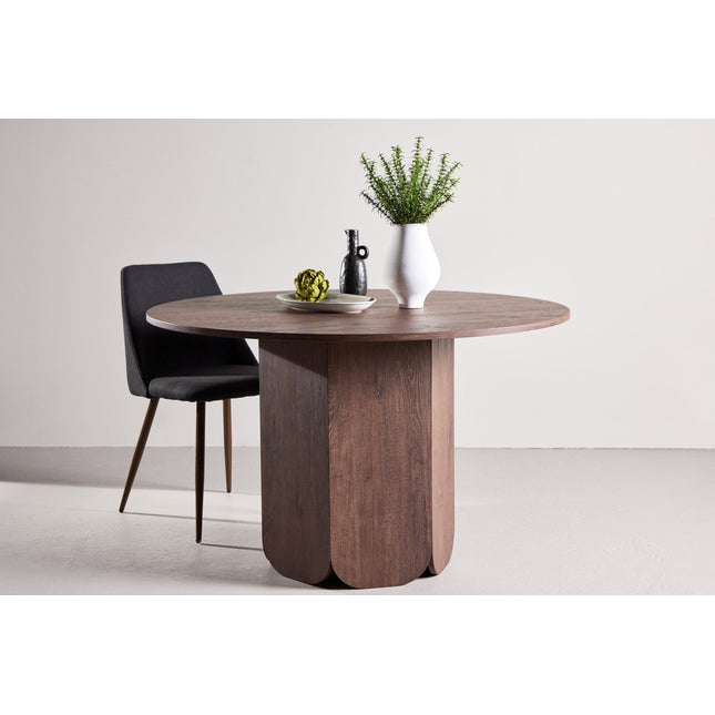Tekla pyöreä ruokapöytä ø120x75 cm - MDF ja mokka 3D-paperi - KalusteDuo_Huonekaluliike_Ruokapöytä