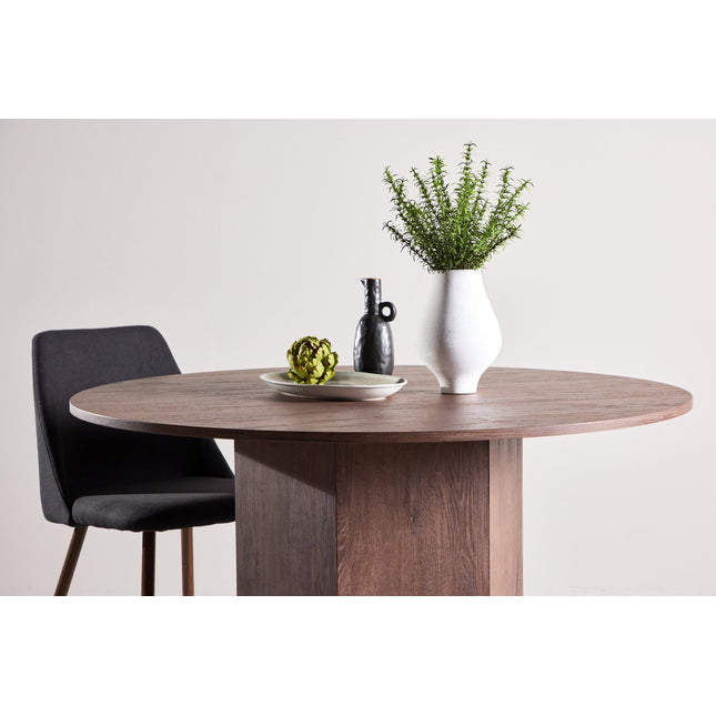 Tekla pyöreä ruokapöytä ø120x75 cm - MDF ja mokka 3D-paperi - KalusteDuo_Huonekaluliike_Ruokapöytä