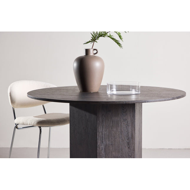Tekla pyöreä ruokapöytä ø120x75 cm - MDF ja musta 3D-paperi - KalusteDuo_Huonekaluliike_Ruokapöytä