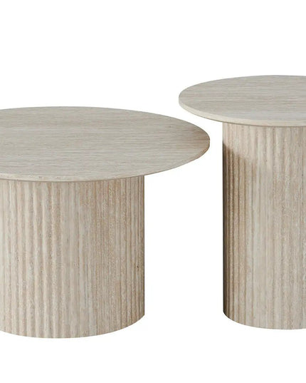 Terra sohvapöytä – travertiinikuvioinen 2‑osainen setti - KalusteDuo_Huonekaluliike_sohvapöytä