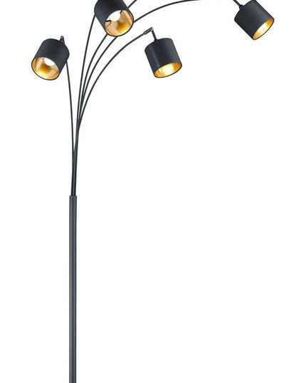 Tom lattiavalaisin | Moderni 5‑spotin mattamusta designvalaisin - #KalusteDuo_#Huonekaluliike_Lattiavalaisin