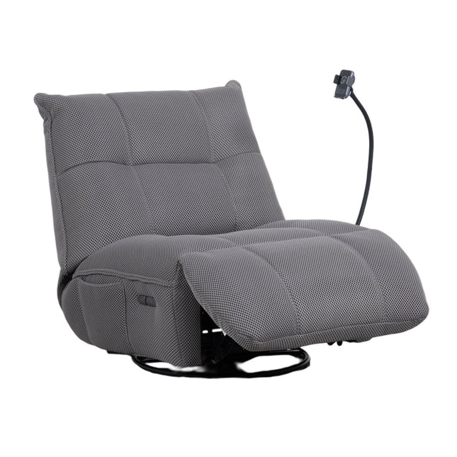 Vibe – harmaa recliner‑tuoli keinulla, 360° käännöllä ja puhelinpidikkeellä - #KalusteDuo_#Huonekaluliike_recliner tuoli