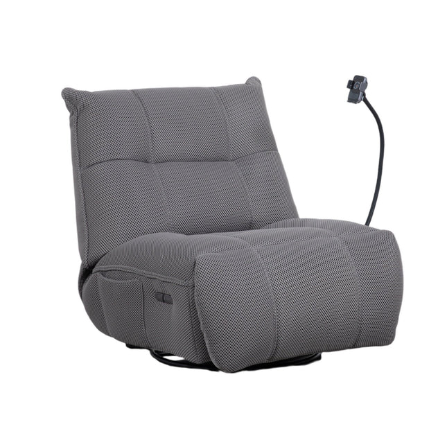 Vibe – harmaa recliner‑tuoli keinulla, 360° käännöllä ja puhelinpidikkeellä - #KalusteDuo_#Huonekaluliike_recliner tuoli