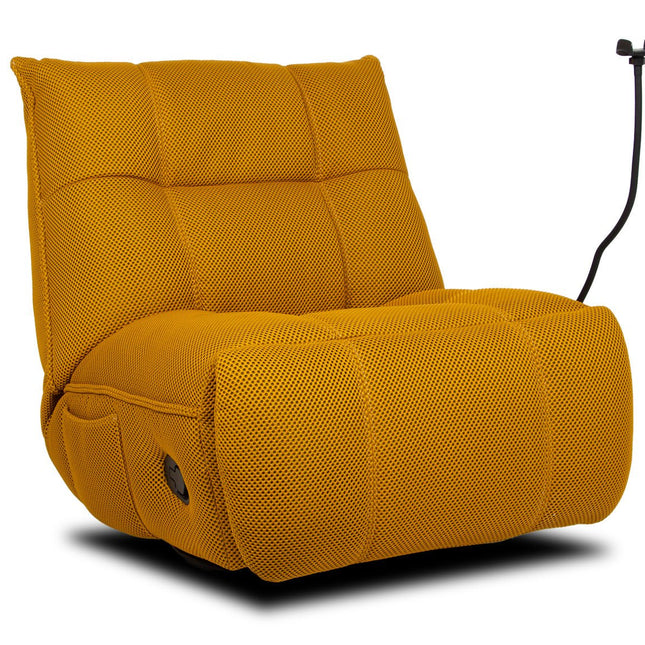 Vibe recliner‑tuoli – sinapinkeltainen, 360° kääntö, puhelinpidike - #KalusteDuo_#Huonekaluliike_recliner tuoli