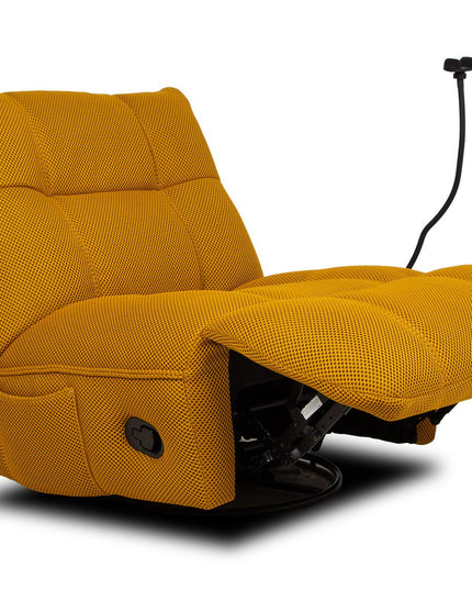 Vibe recliner‑tuoli – sinapinkeltainen, 360° kääntö, puhelinpidike - #KalusteDuo_#Huonekaluliike_recliner tuoli