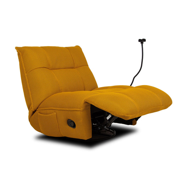 Vibe recliner‑tuoli – sinapinkeltainen, 360° kääntö, puhelinpidike - #KalusteDuo_#Huonekaluliike_recliner tuoli
