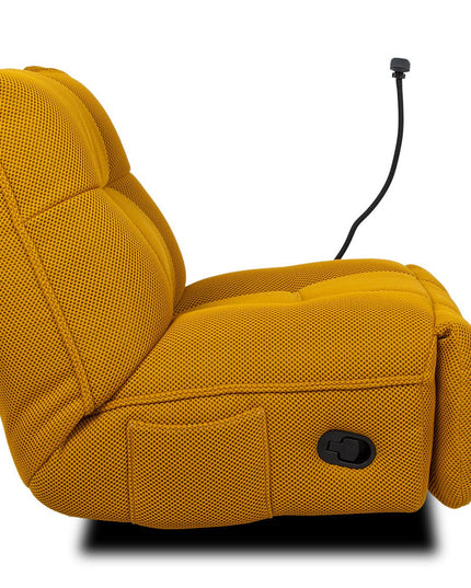 Vibe recliner‑tuoli – sinapinkeltainen, 360° kääntö, puhelinpidike - #KalusteDuo_#Huonekaluliike_recliner tuoli