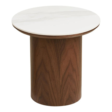 Visby sivupöytä Ø38 cm - valkoinen/tummanruskea - KalusteDuoHuonekaluliikesivupöytä