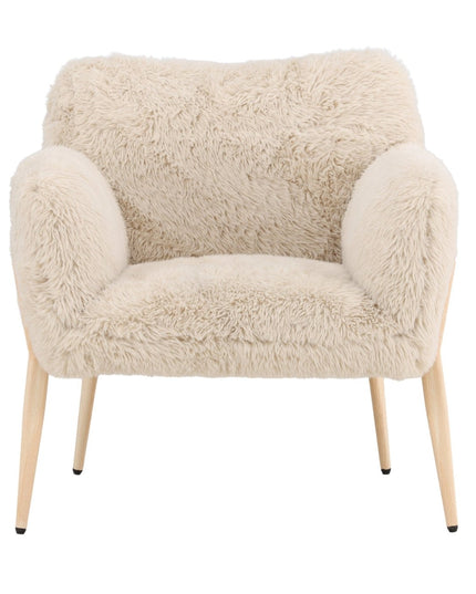 Zenzi nojatuoli - puunvärinen teräsrunko / beige tekoturkis - KalusteDuo_Huonekaluliike_Nojatuoli