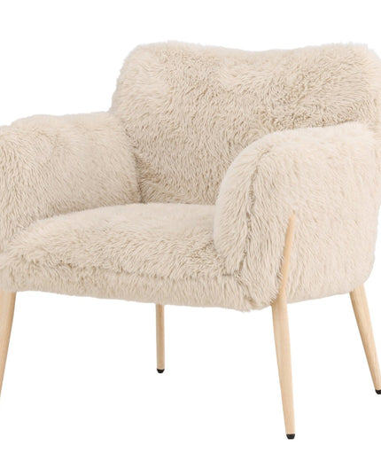 Zenzi nojatuoli - puunvärinen teräsrunko / beige tekoturkis - KalusteDuo_Huonekaluliike_Nojatuoli
