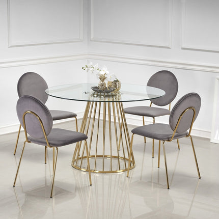 Milano — klaasist söögilaud 120 x 75 cm, kuldsed jalad